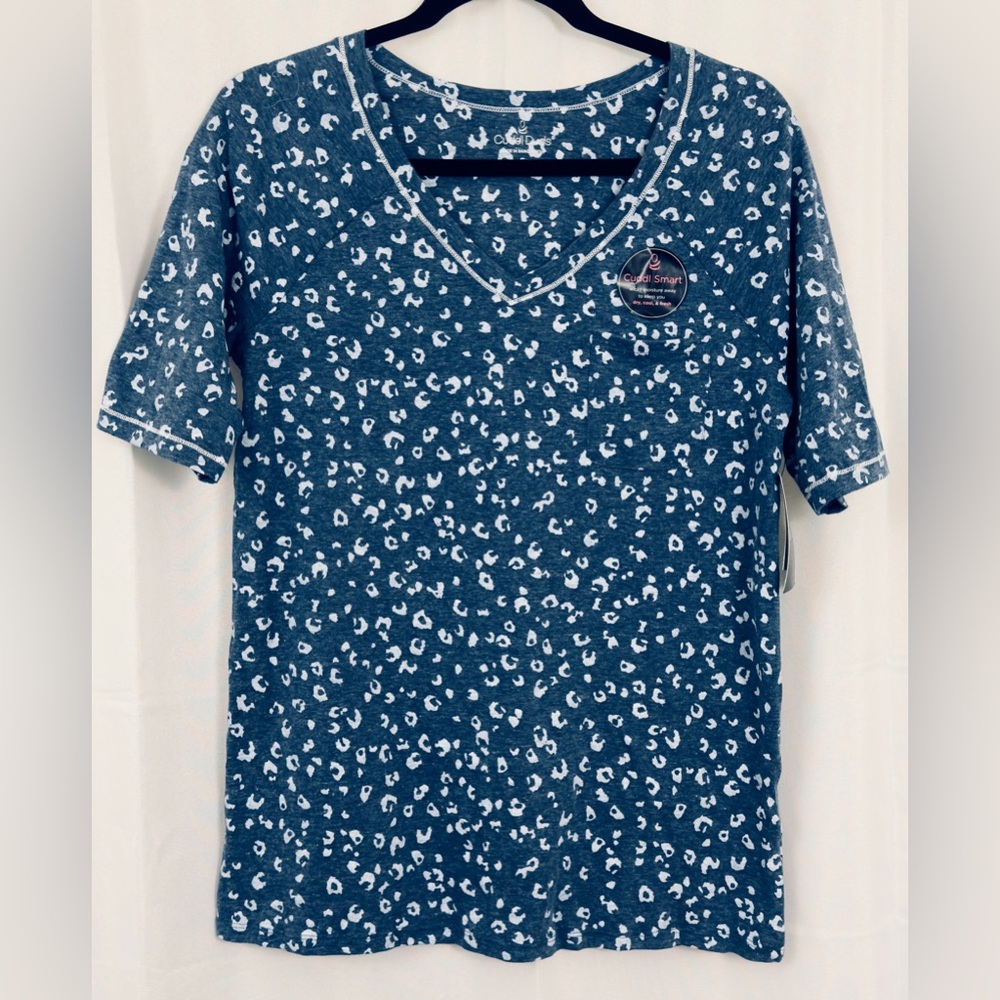 Cuddl Duds/Smart Denim Blue V-Neck Moisture Wicking Pajama/Everyday Top (S) NWT